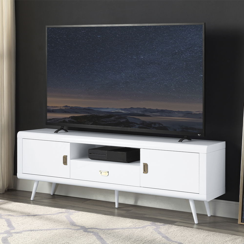 Pagan - Mueble de TV - Acabado blanco de alto brillo