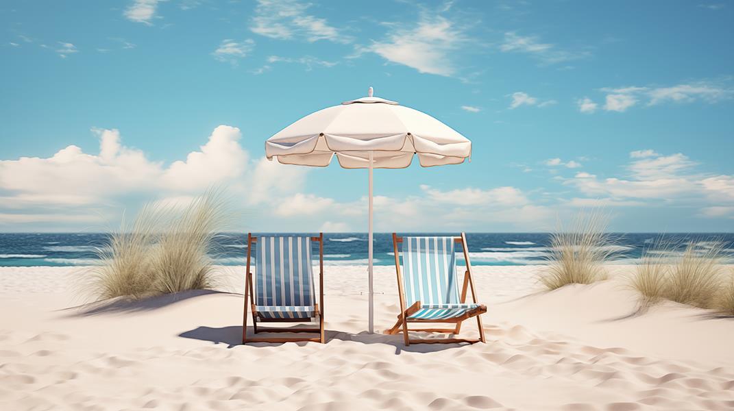 A Day In The Sand (Framed Small) - Blue