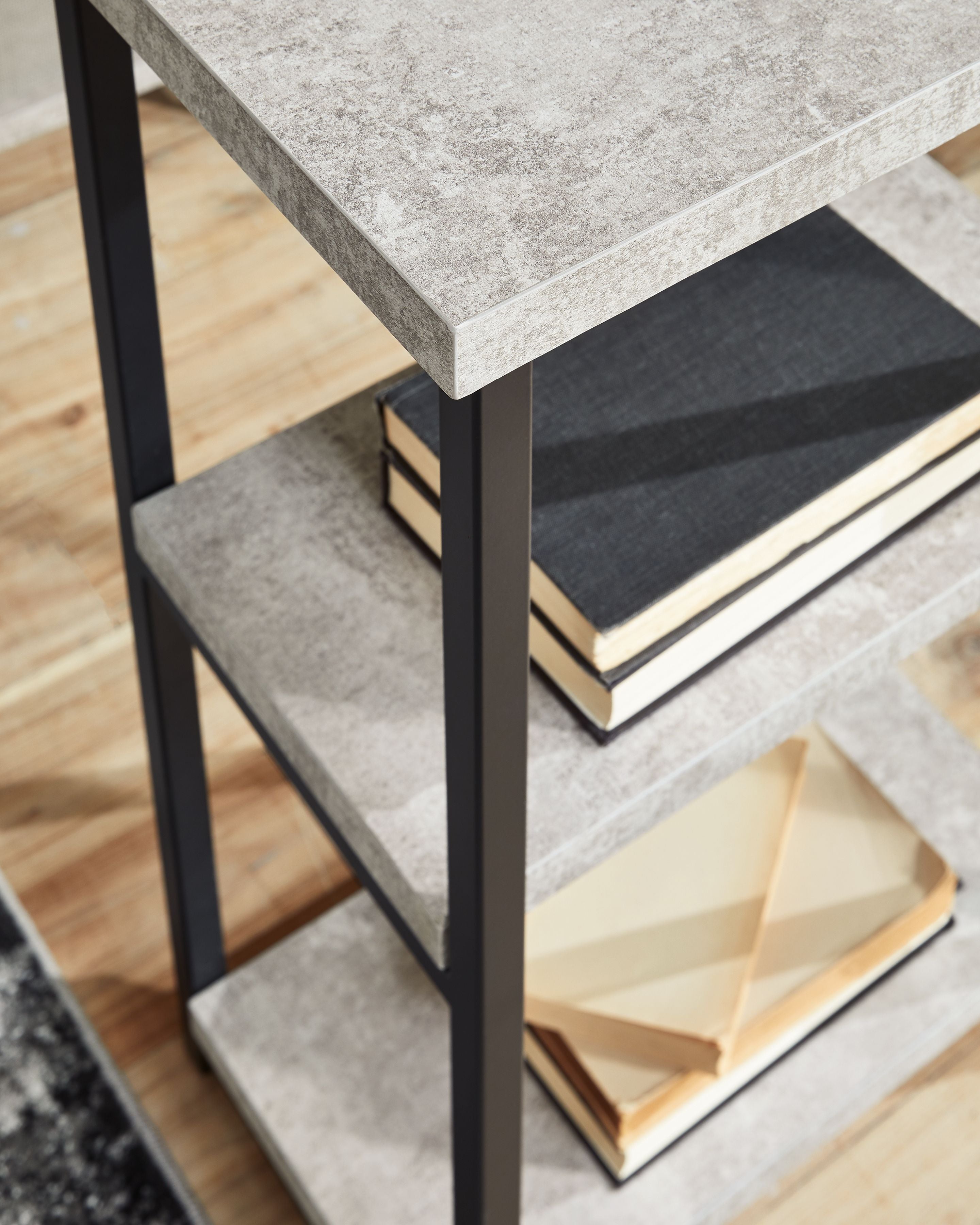 Escritorio para oficina en casa Lazabon - Gris/Negro - Pedestal de dos estantes