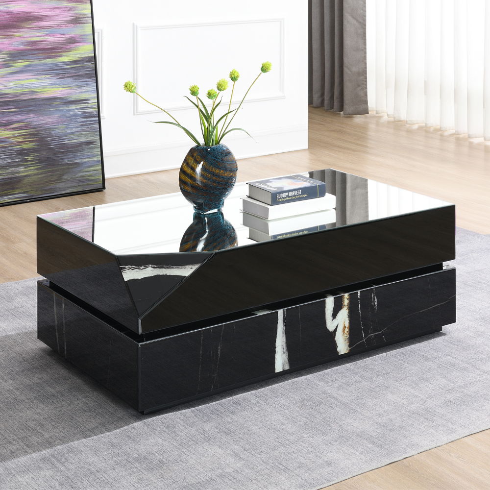 Drisana - Coffee Table - Black Mirrored