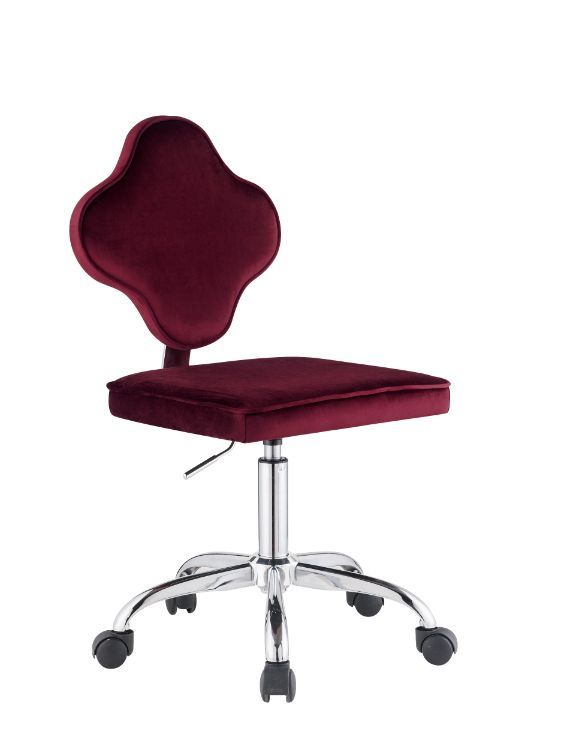 Silla de oficina Clover de terciopelo rojo
