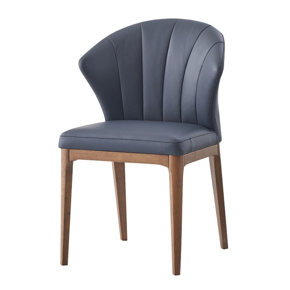 Seraphyne - Side Chair (Set of 2) - Slate Leather & Walnut