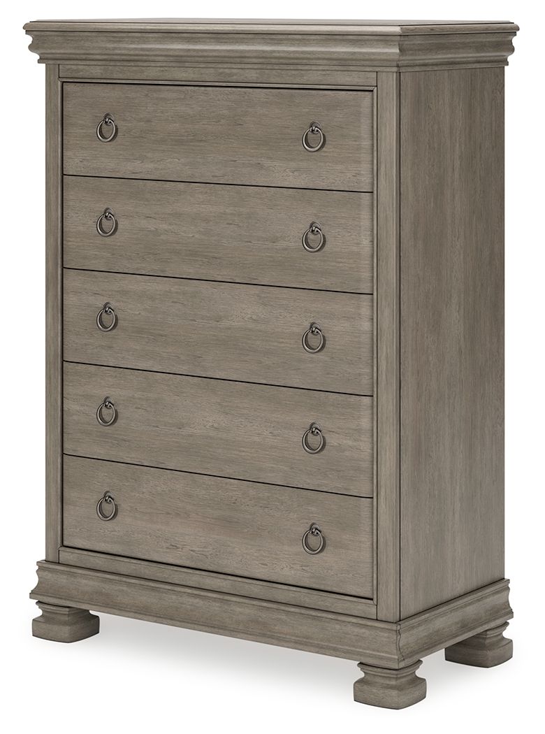 Cómoda de cinco cajones Lexorne - Gris