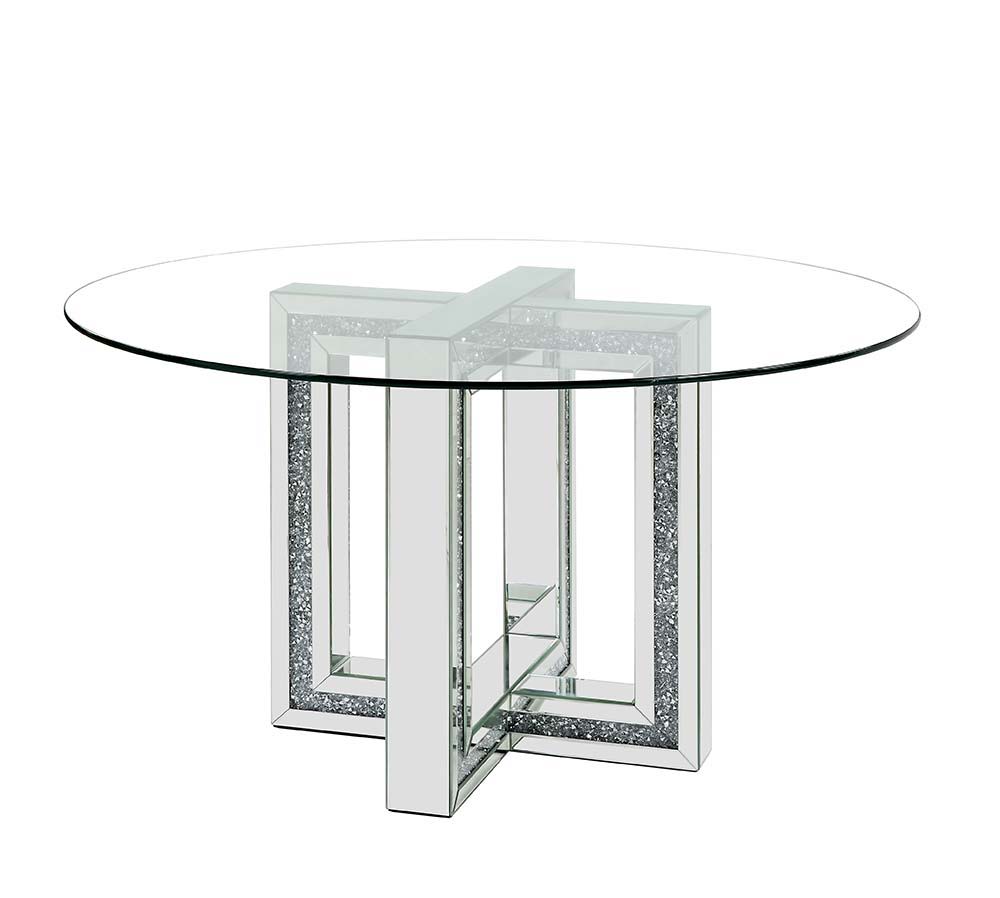 Noralie - Mesa de comedor - Espejo y diamantes de imitación