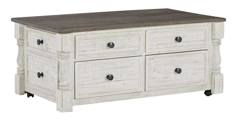 Mesa de cóctel elevable con cajones de almacenamiento Havalance - Blanco/Gris