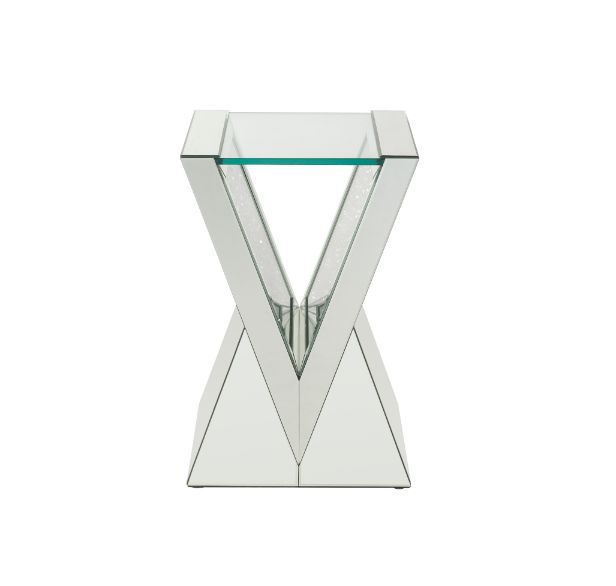 Noralie - Mesa auxiliar - Vidrio transparente, espejado y diamantes falsos
