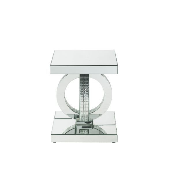 Mesa auxiliar Ornat con espejo y diamantes falsos, 20"