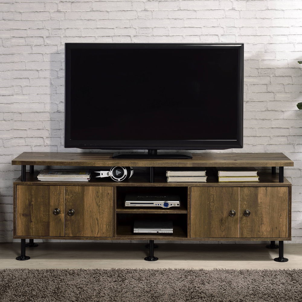 Ensata II - Mueble de TV - Acabado en roble rústico y negro