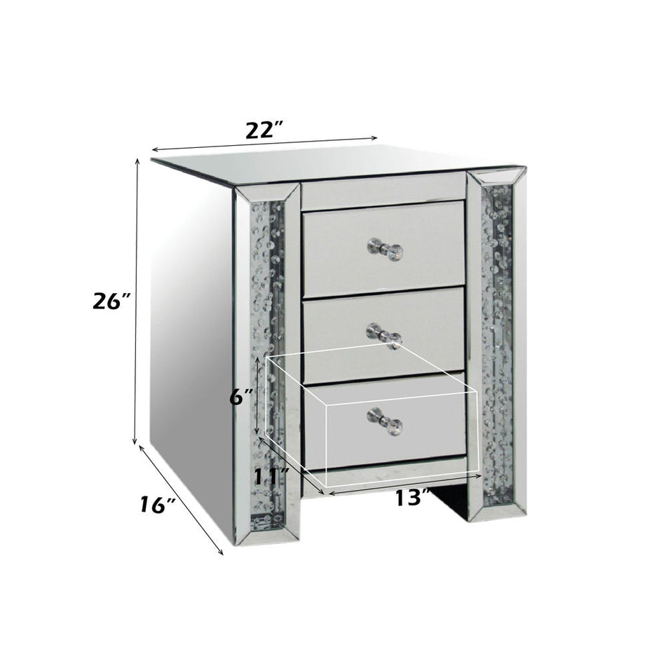 Nysa - Mesa auxiliar - Espejo y cristales de imitación - Vidrio