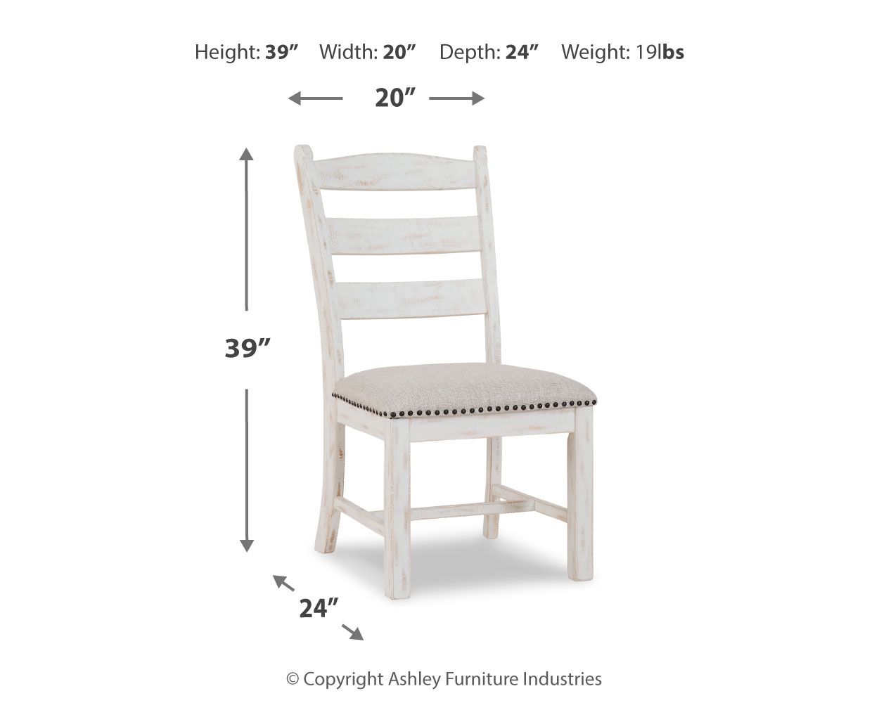 Valebeck - Beige / Blanco - Silla auxiliar de comedor UPH (juego de 2)