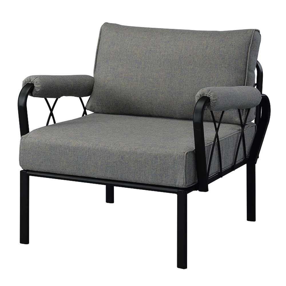 Rajni - Patio Arm Chair - Gray Fabric & Black