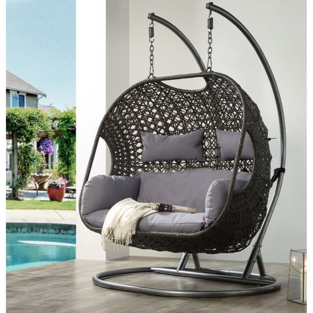 Vasant - Silla columpio para patio - Gris, oscuro