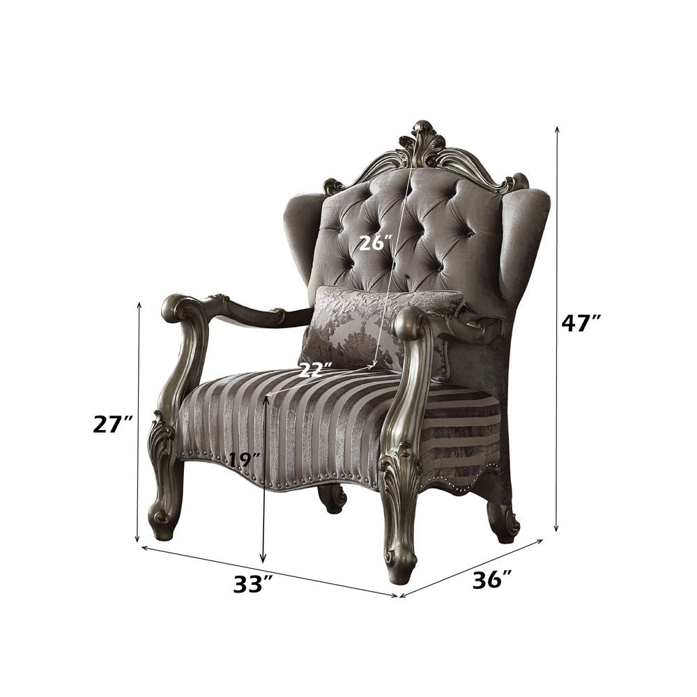 Versalles - Silla - Terciopelo y platino antiguo - 47"