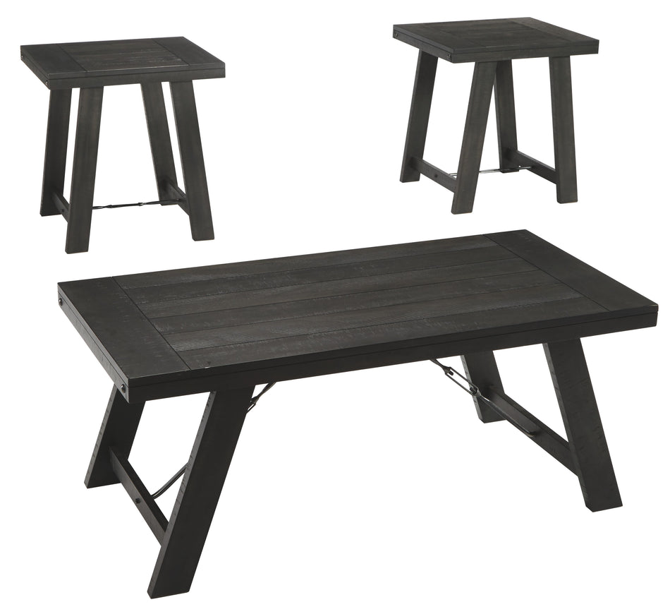 Noorbrook - Juego de mesa auxiliar (juego de 3) en color negro y peltre