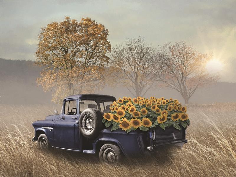 Sunflower Truck By Lori Deiter (Small) - Light Brown
