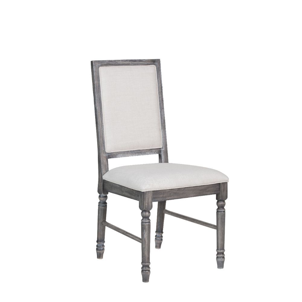 Leventis - Silla auxiliar (juego de 2) - Lino crema y gris desgastado