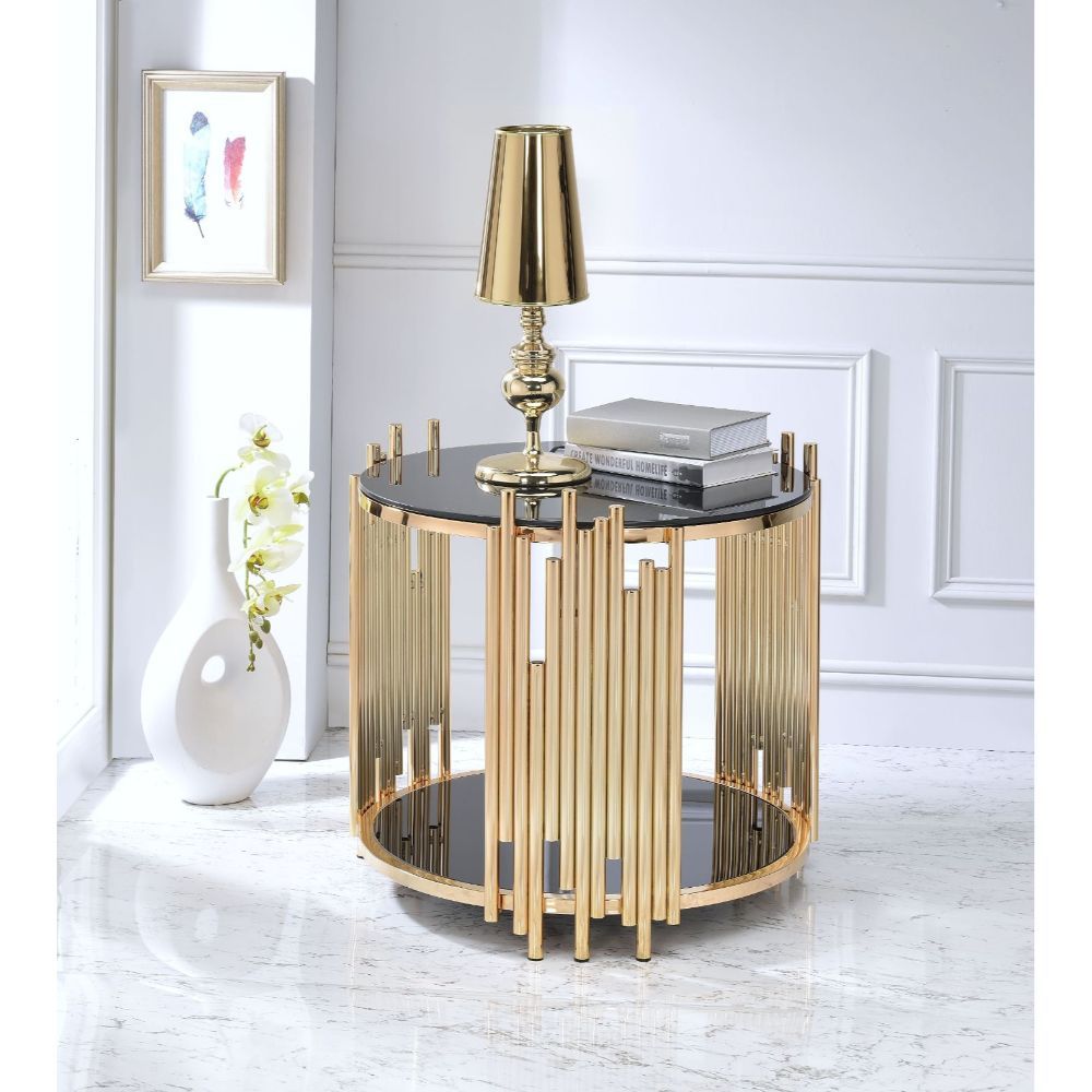 Tanquin - Mesa auxiliar - Cristal dorado y negro