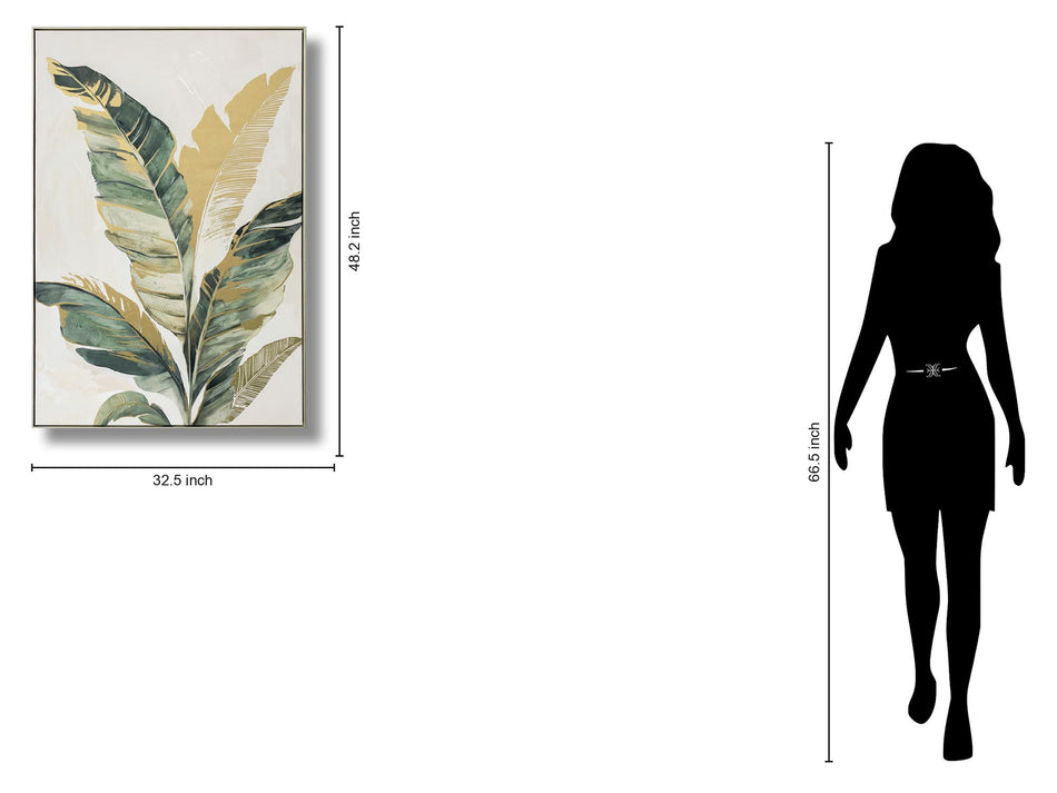 Emerald Palm Whispers - 33" x 48" Framed Wall Art