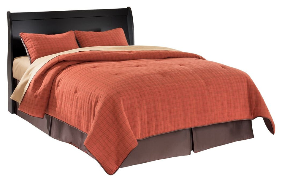 Cabecero de cama Queen Sleigh de color negro de Huey