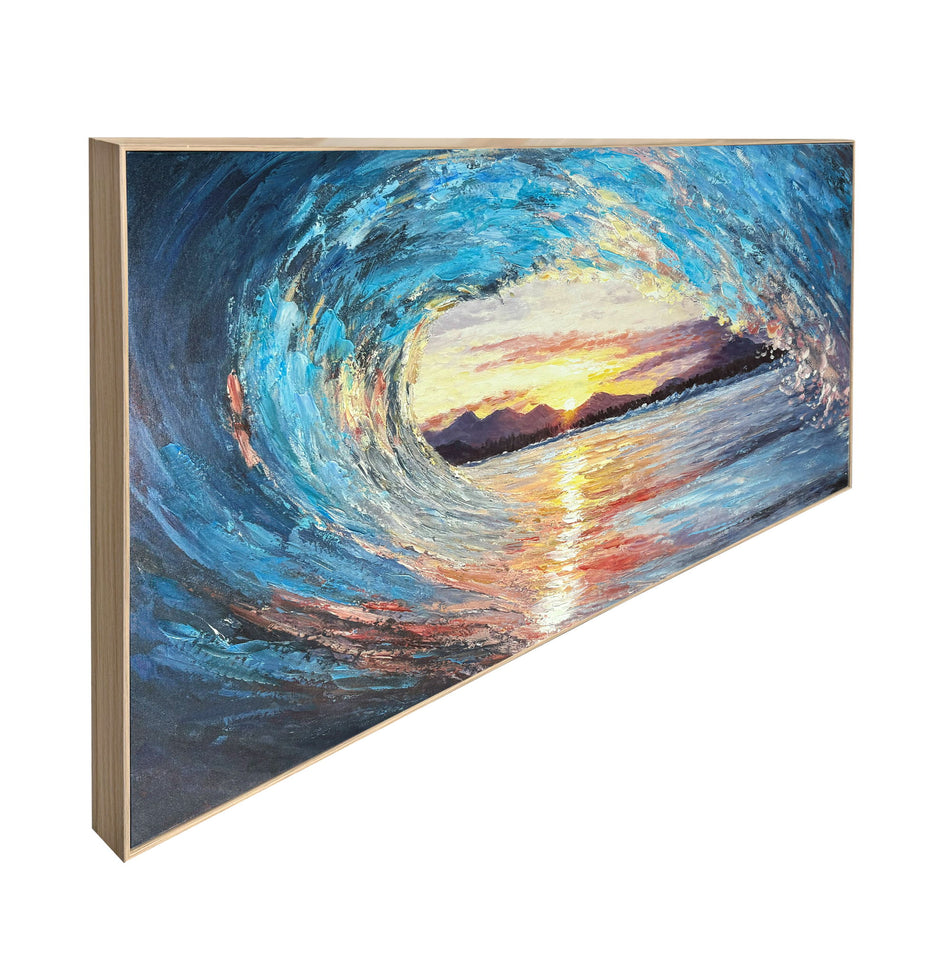 Sunlit Break Hand-Embellished Canvas In Frame - Blue / Gold