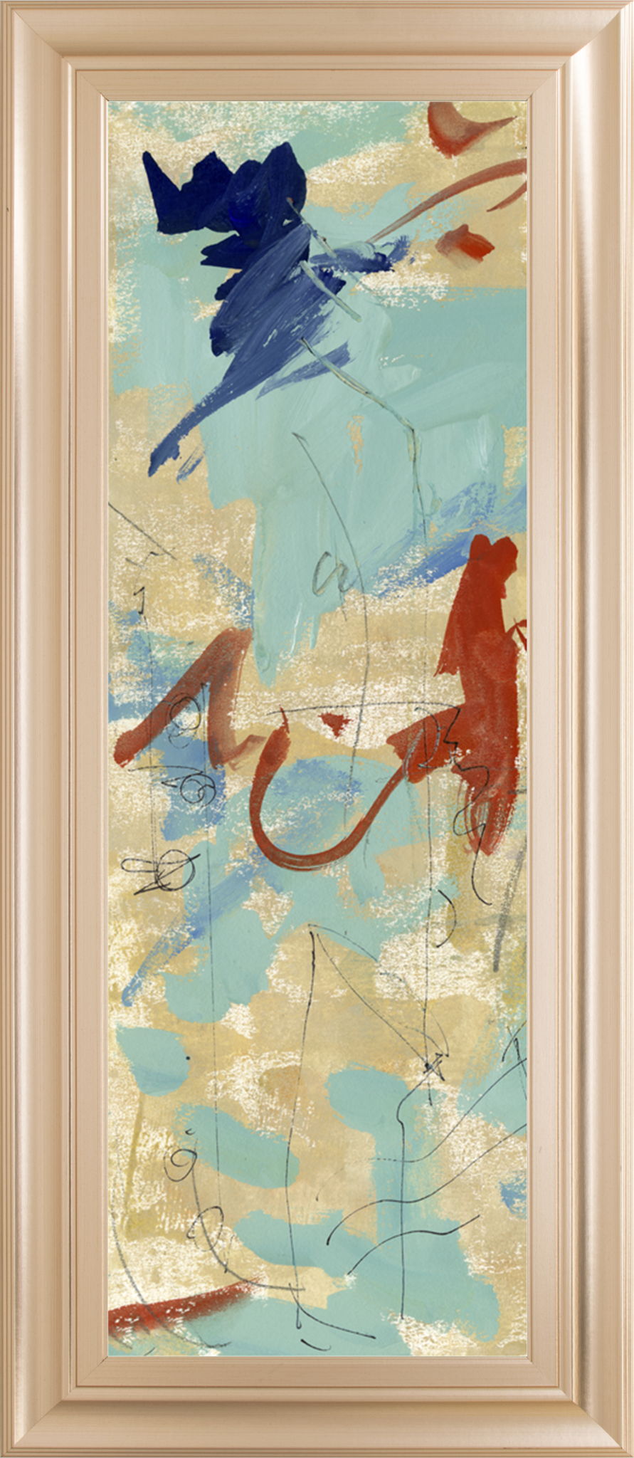 Composition 4b By Melissa Wang - Framed Print Wall Art - Blue