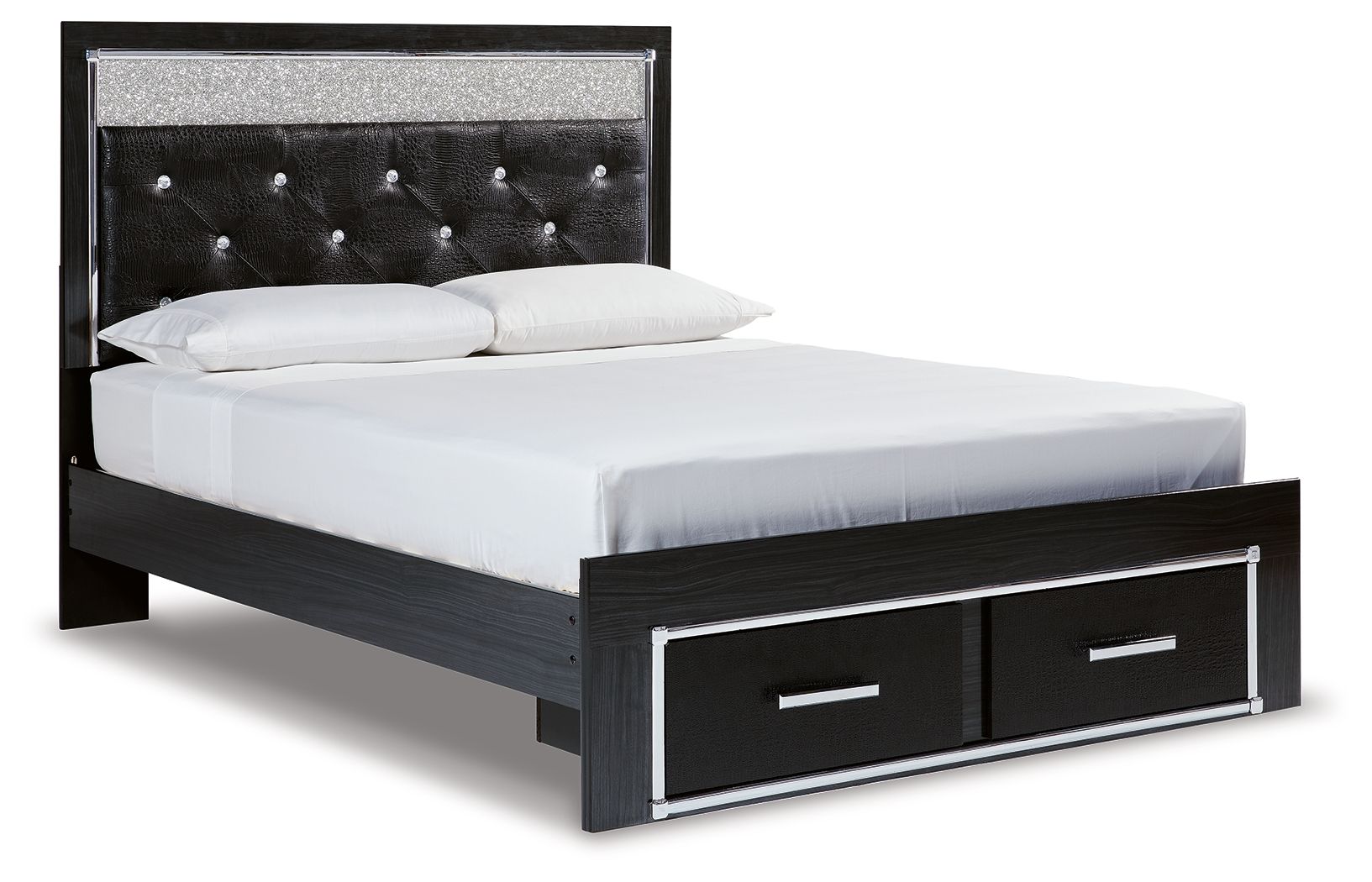 Kaydell - Cama con plataforma de almacenamiento y paneles tapizados