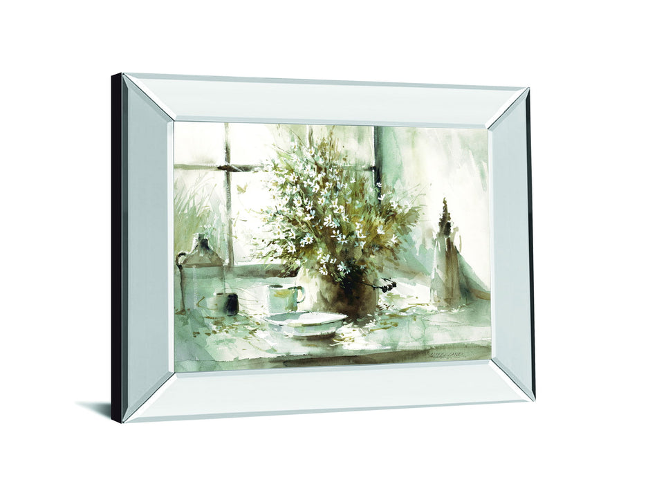 Daisy Still Life By George Bjorkland - Mirror Framed Print Wall Art - Gray