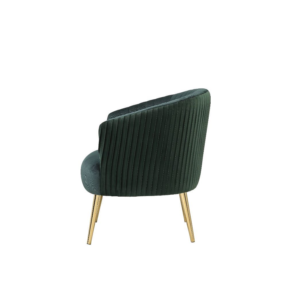 Sillón decorativo Sigurd, verde y dorado