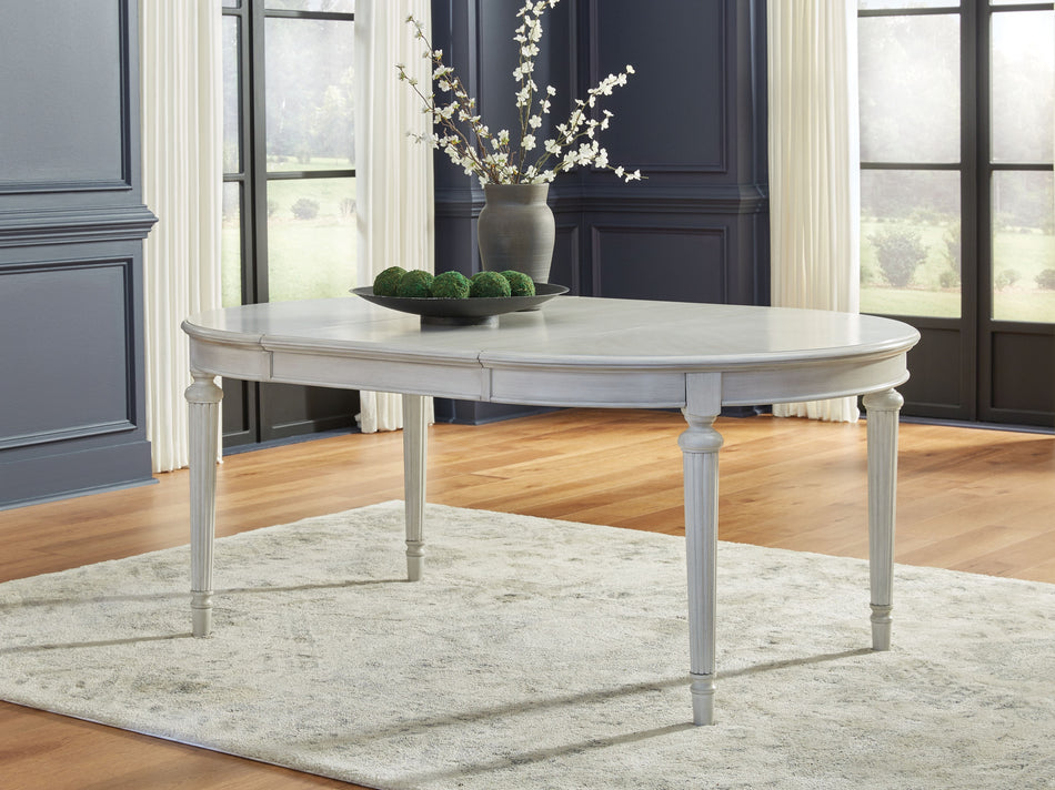 Mesa extensible ovalada para comedor Montelaine - Blanco antiguo