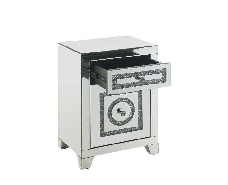 Noralie - Mesa auxiliar con cajones de almacenamiento - Espejo y diamantes falsos - 26"