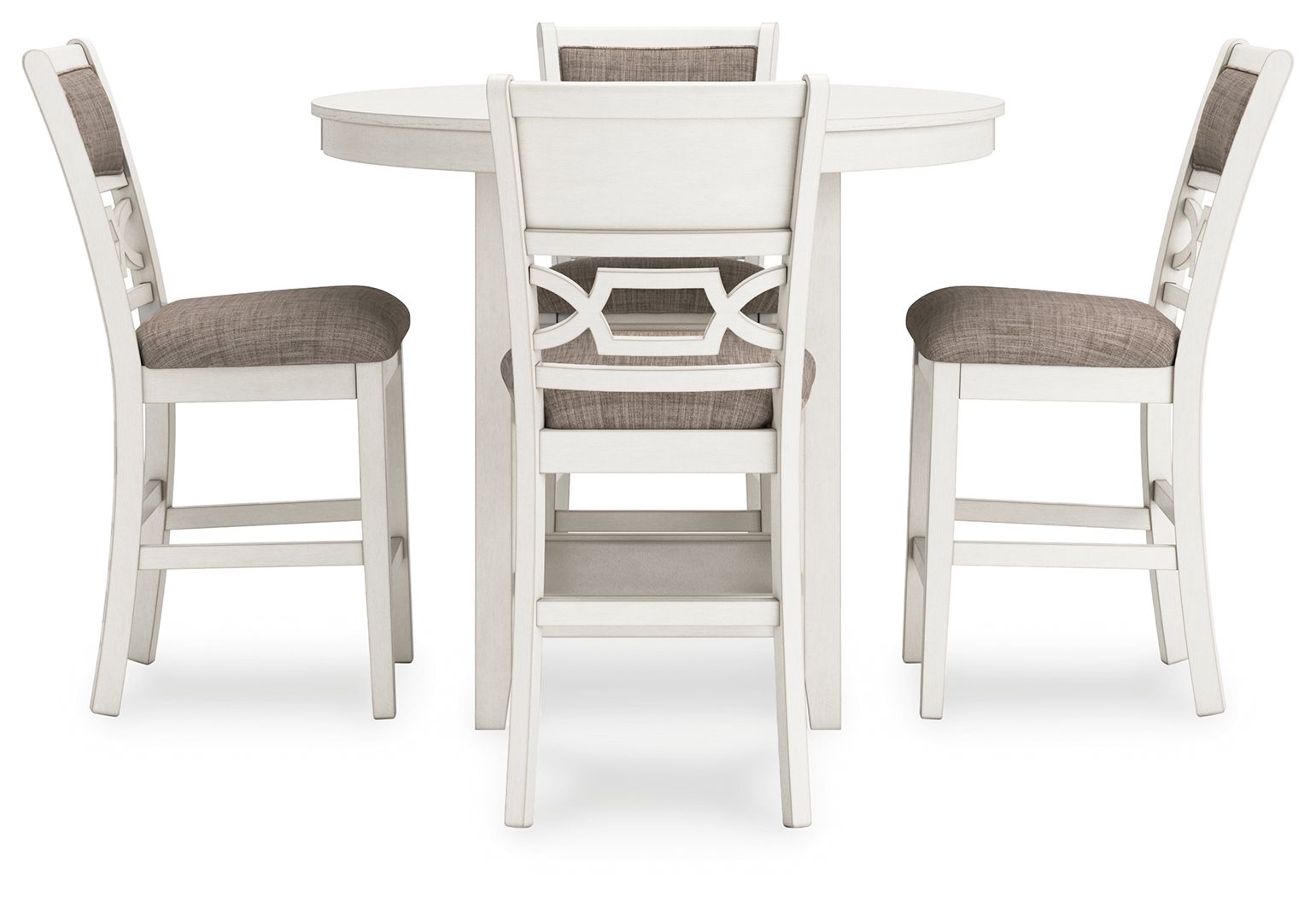 Juego de mesas altas para comedor Erinberg en blanco antiguo (juego de 5)