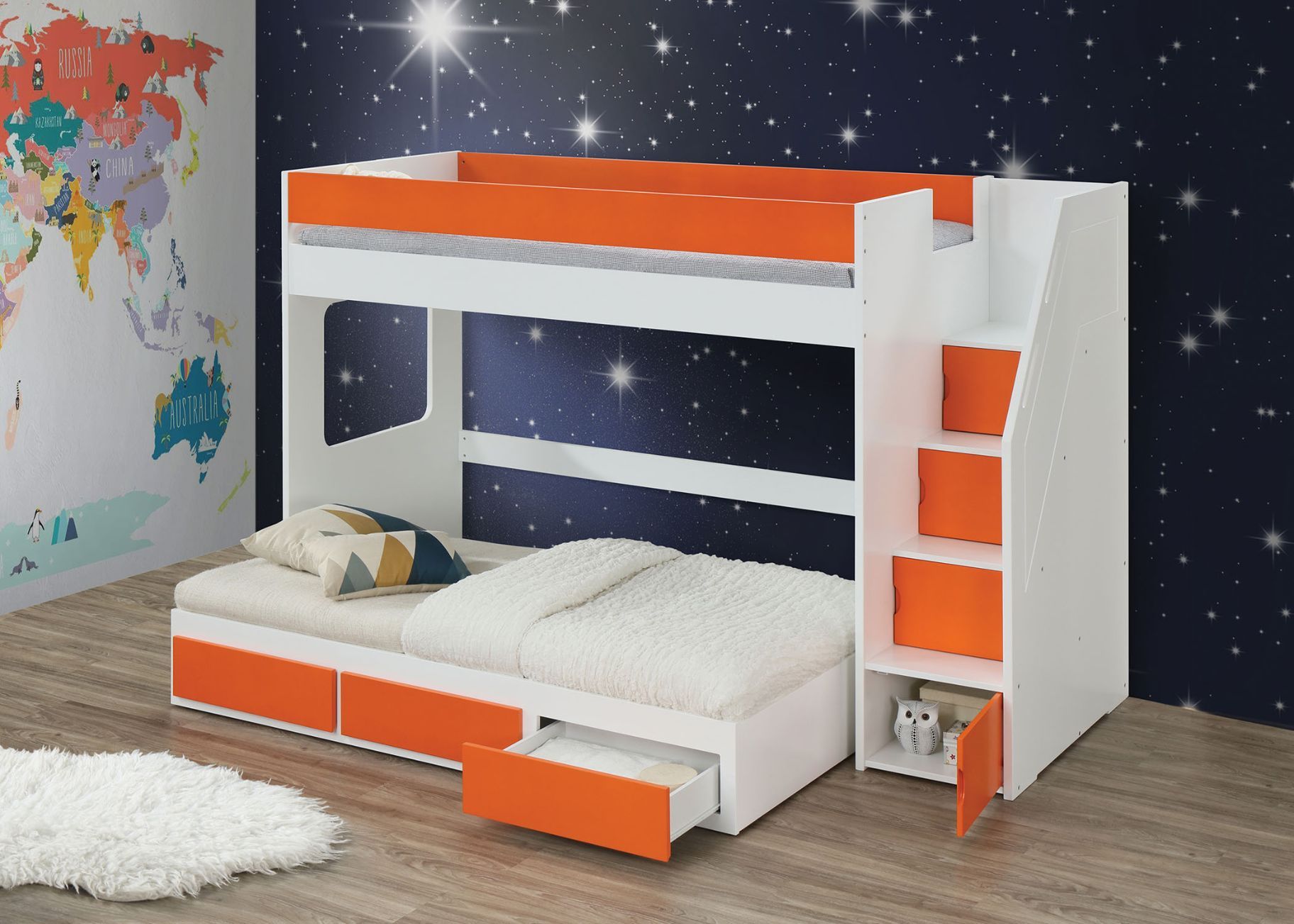 Lawson - Cama alta - Blanco y naranja