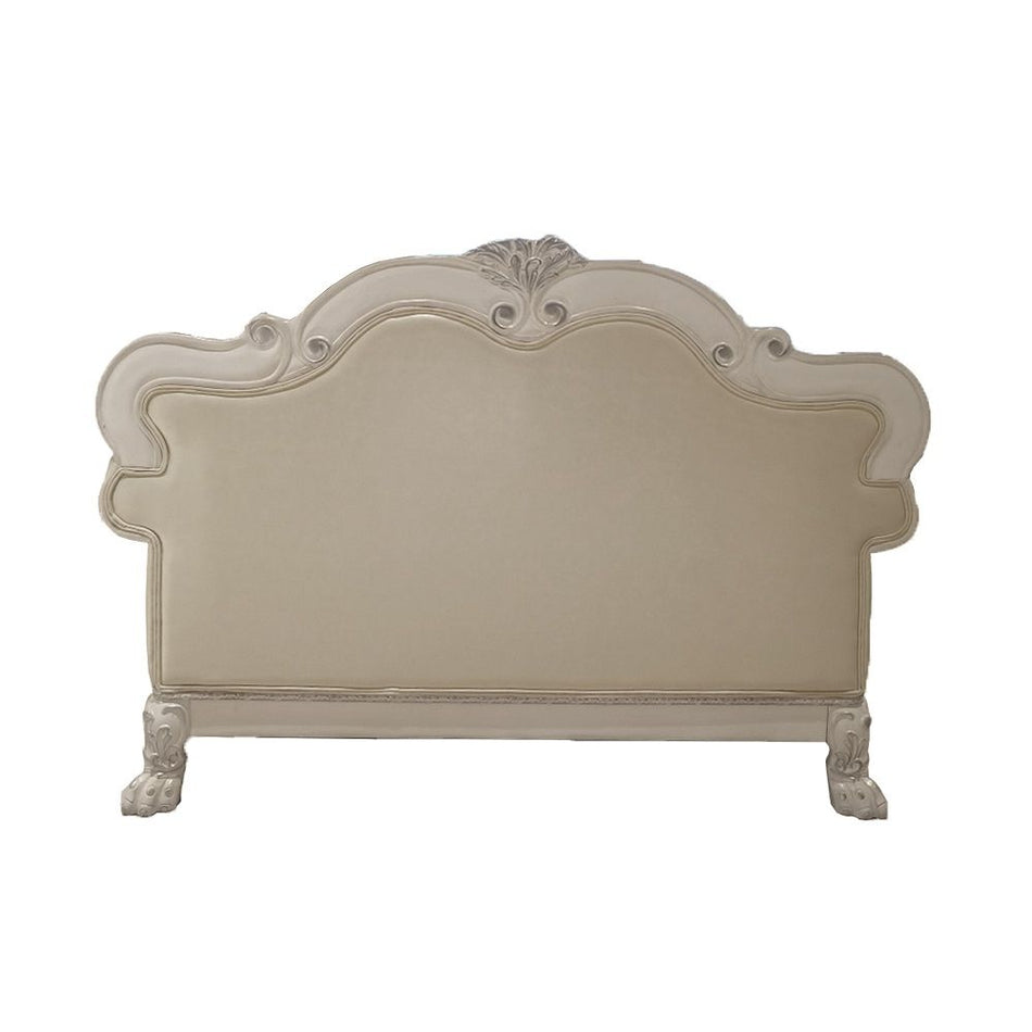 Dresden - Loveseat With 3 Pillows - Synthetic Leather & Bone White