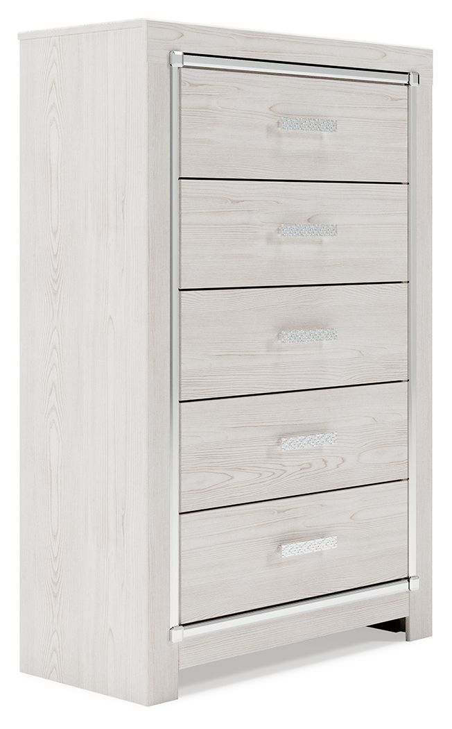 Cómoda de cinco cajones Altyra - Blanca