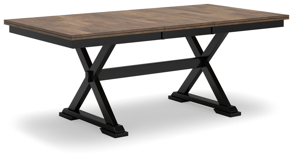 Mesa extensible de comedor rectangular Wildenauer - Marrón/Negro