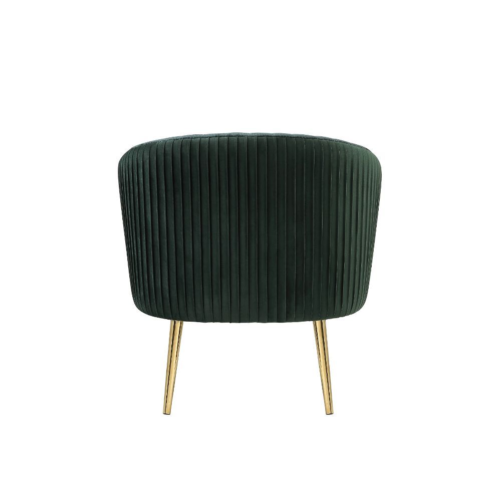 Sillón decorativo Sigurd, verde y dorado