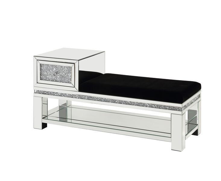 Noralie - Banco - Espejo y diamantes falsos - 24"