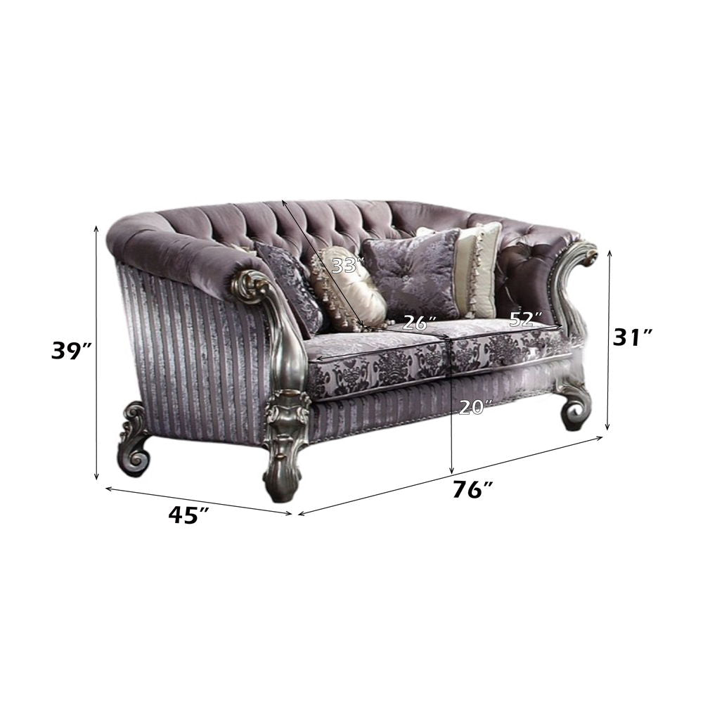 Versalles - Loveseat - Terciopelo y platino antiguo - 39"