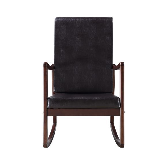 Raina - Mecedora - PU marrón oscuro y acabado espresso