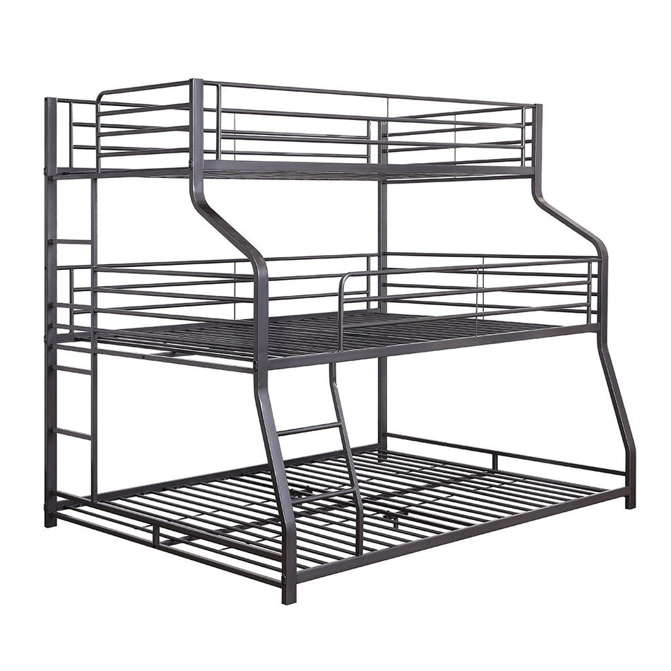 Caius II - Litera triple - Cama individual sobre cama matrimonial sobre cama queen - Bronce