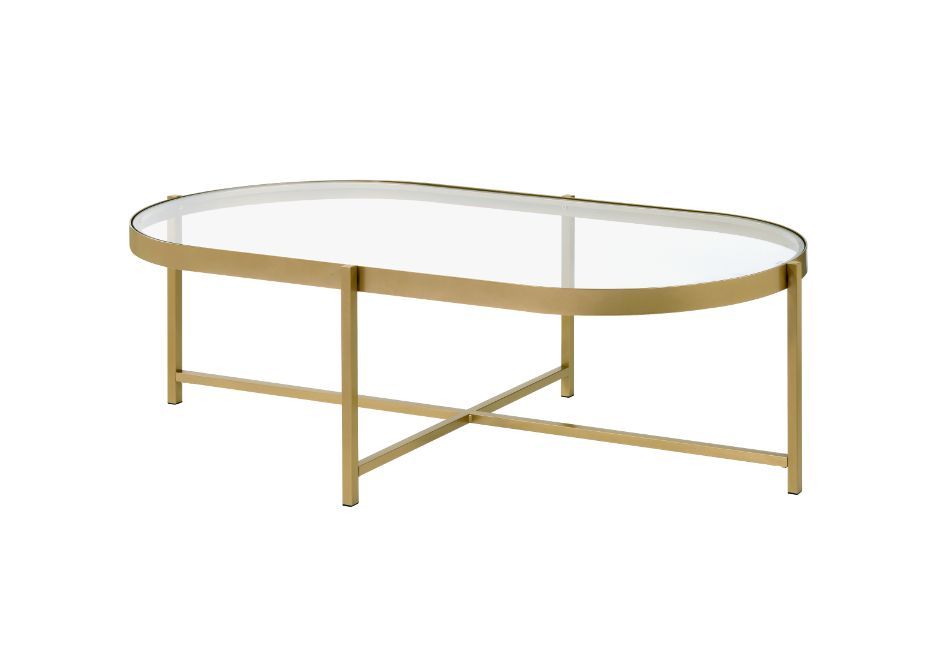 Charrot - Mesa de centro - Vidrio transparente y acabado dorado