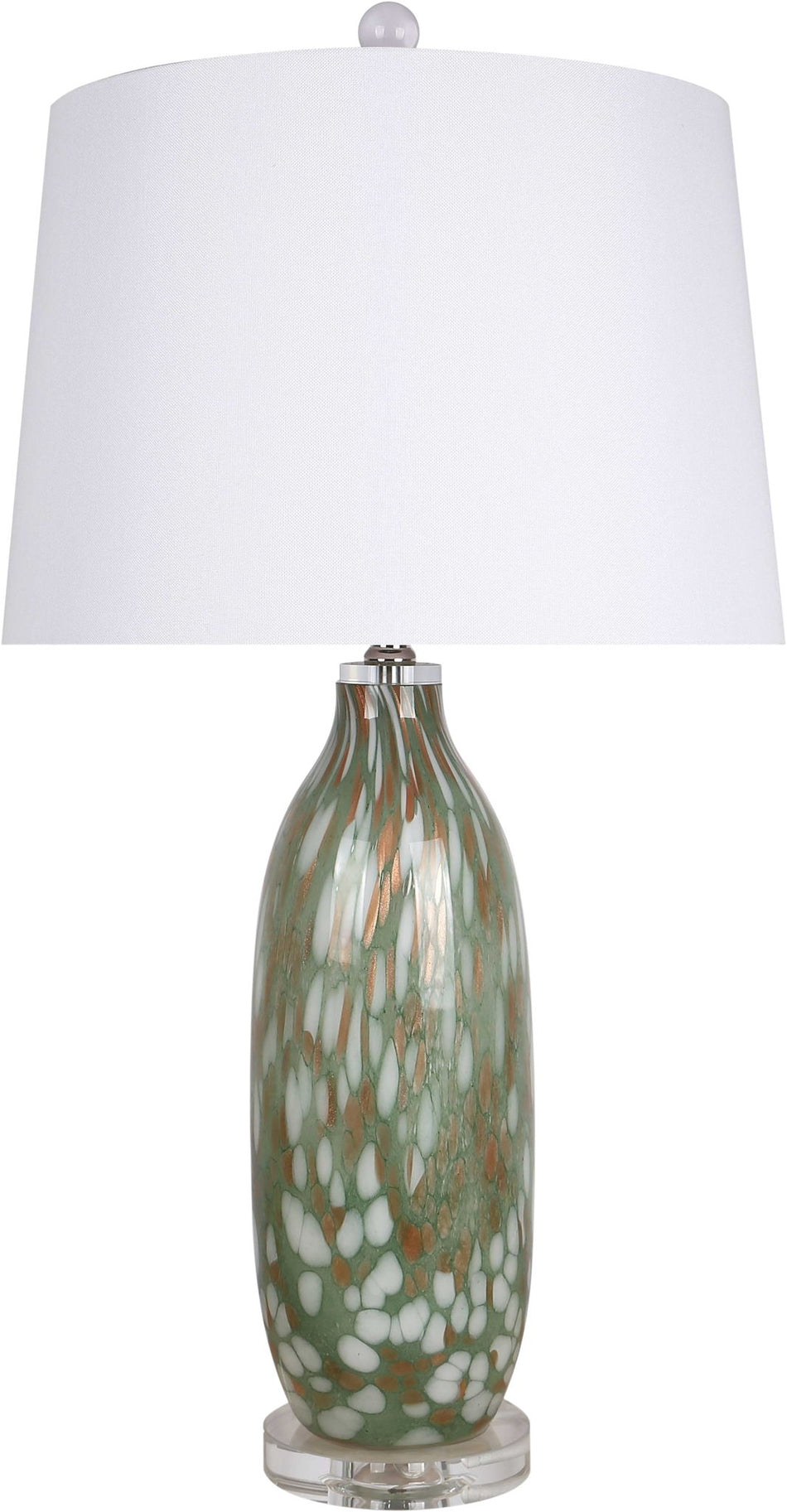 "Verdant Glow" Art Glass Table Lamp (Set of 2) - Green Art Glass