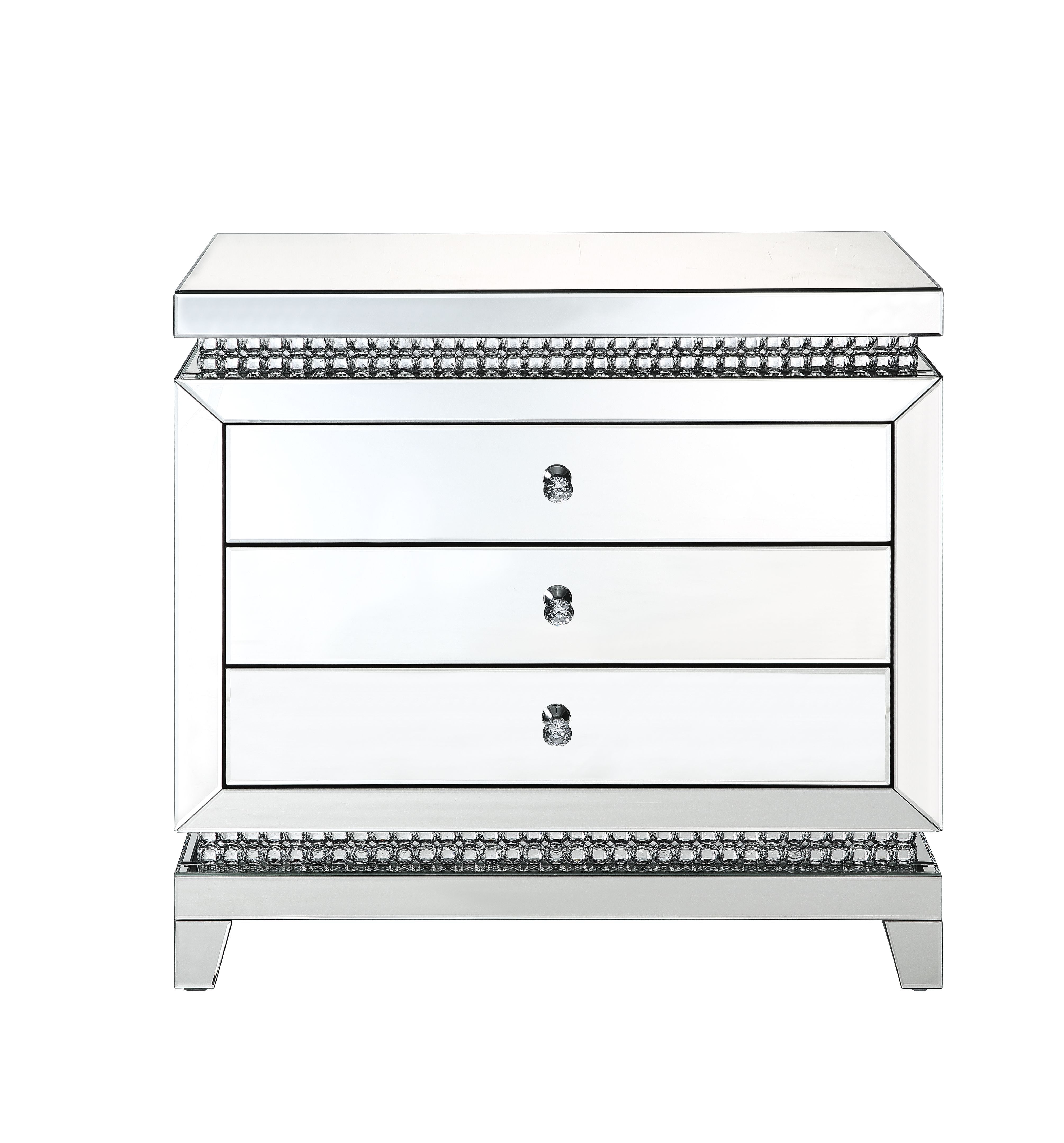 Mesa auxiliar Lotus con espejo y cristales de imitación, 32"