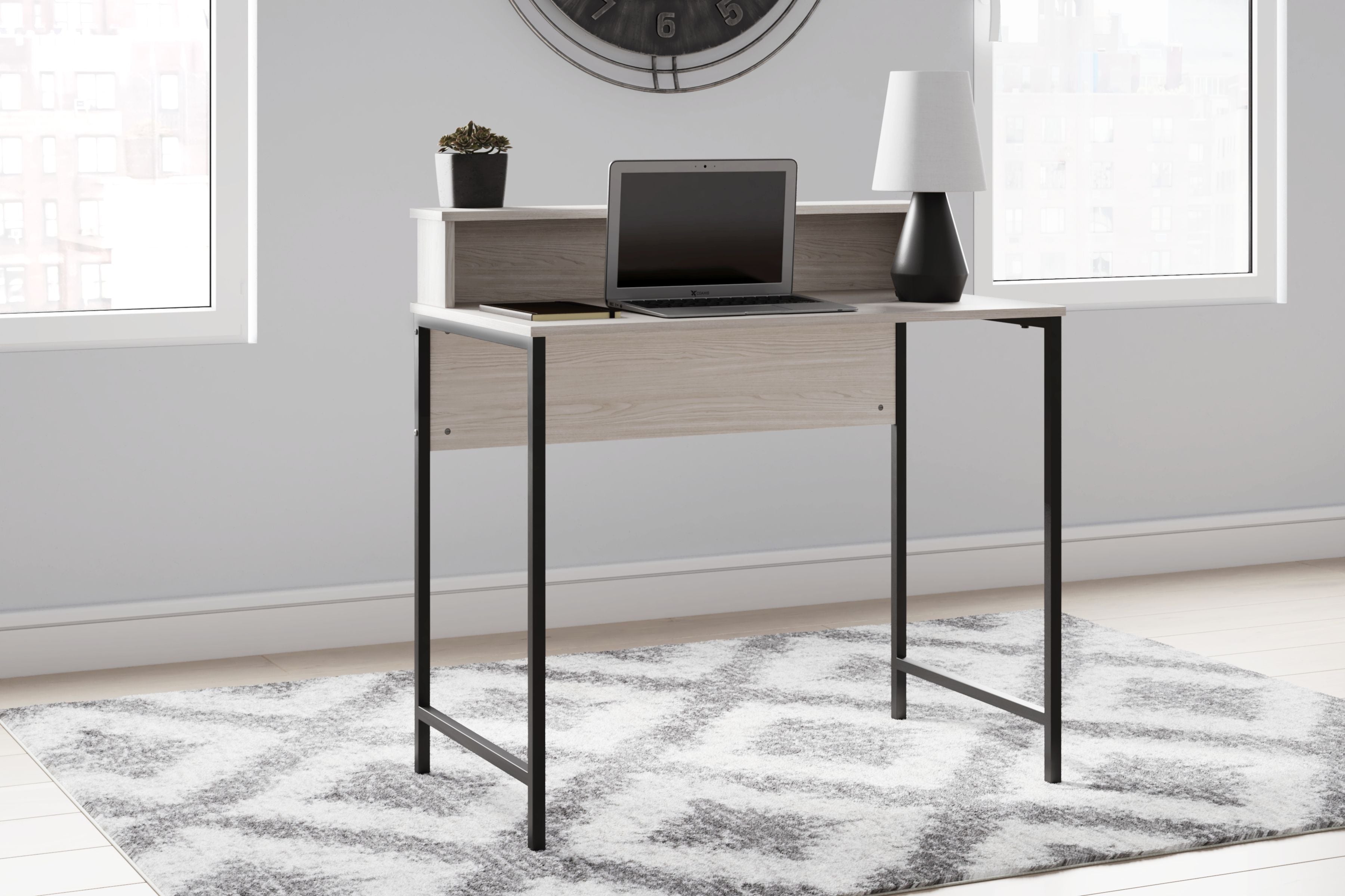 Bayflynn - Escritorio para oficina en casa con cajón blanco y negro