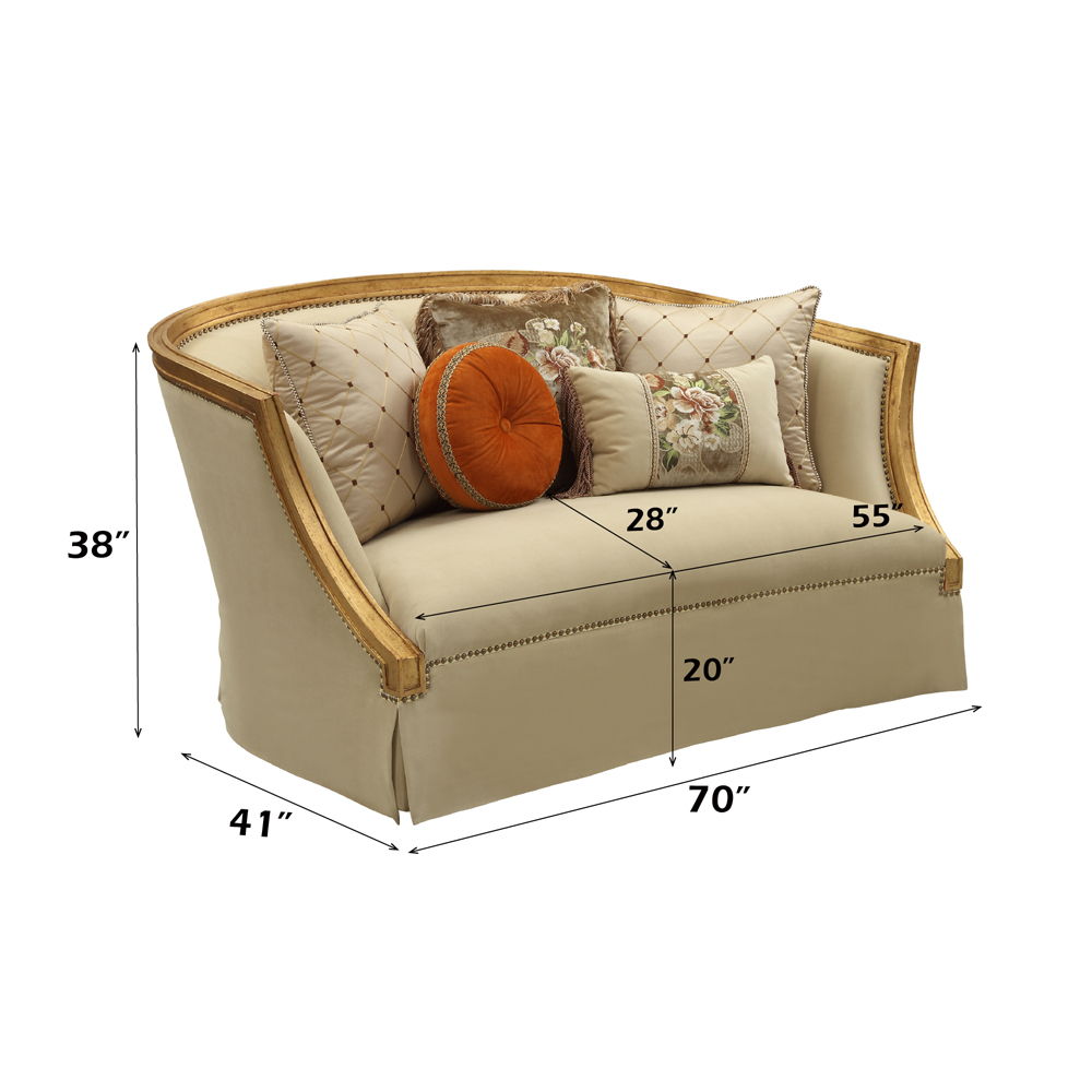 Daesha - Loveseat - Franela color canela y oro antiguo