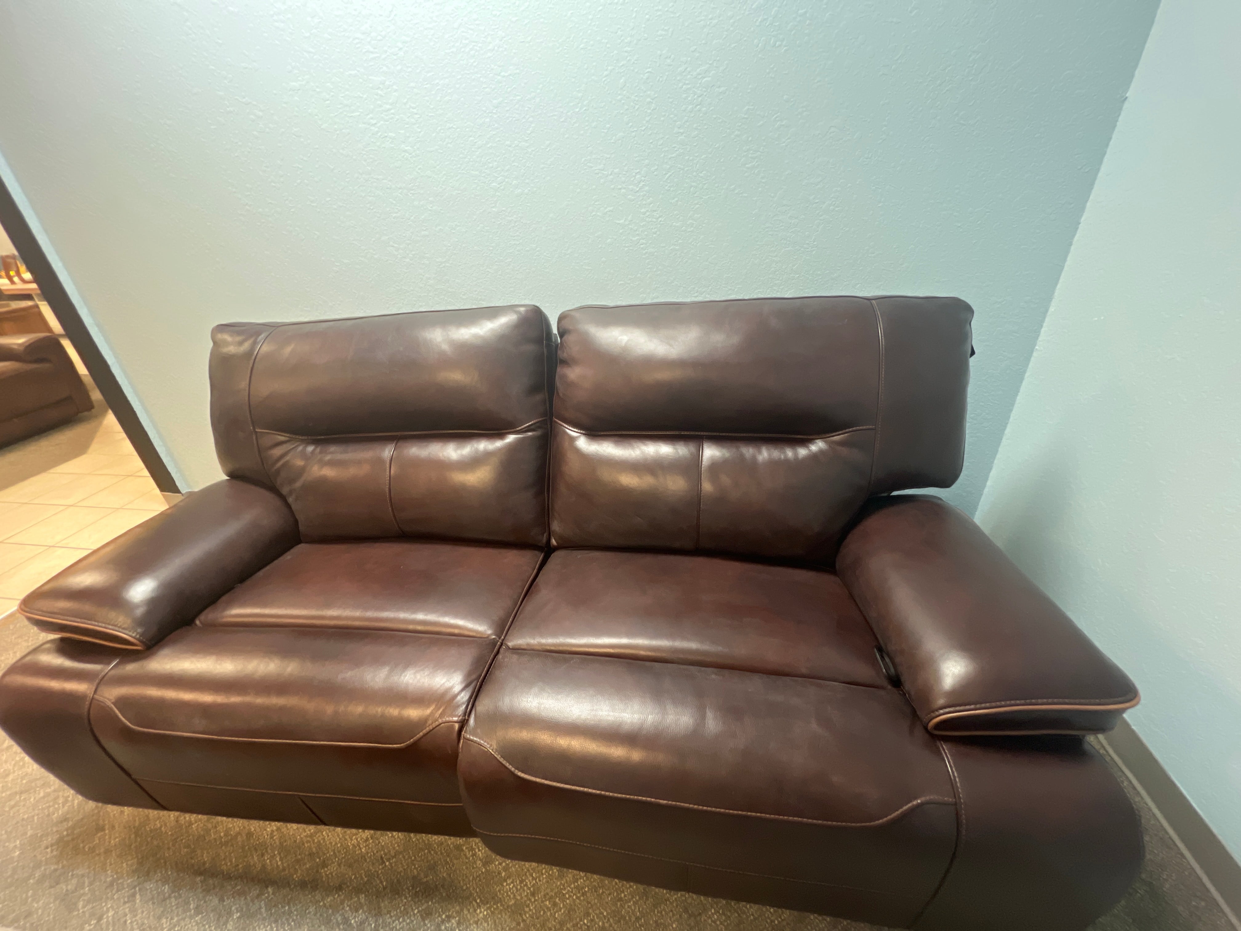 Brown Manually Reclining Sofa