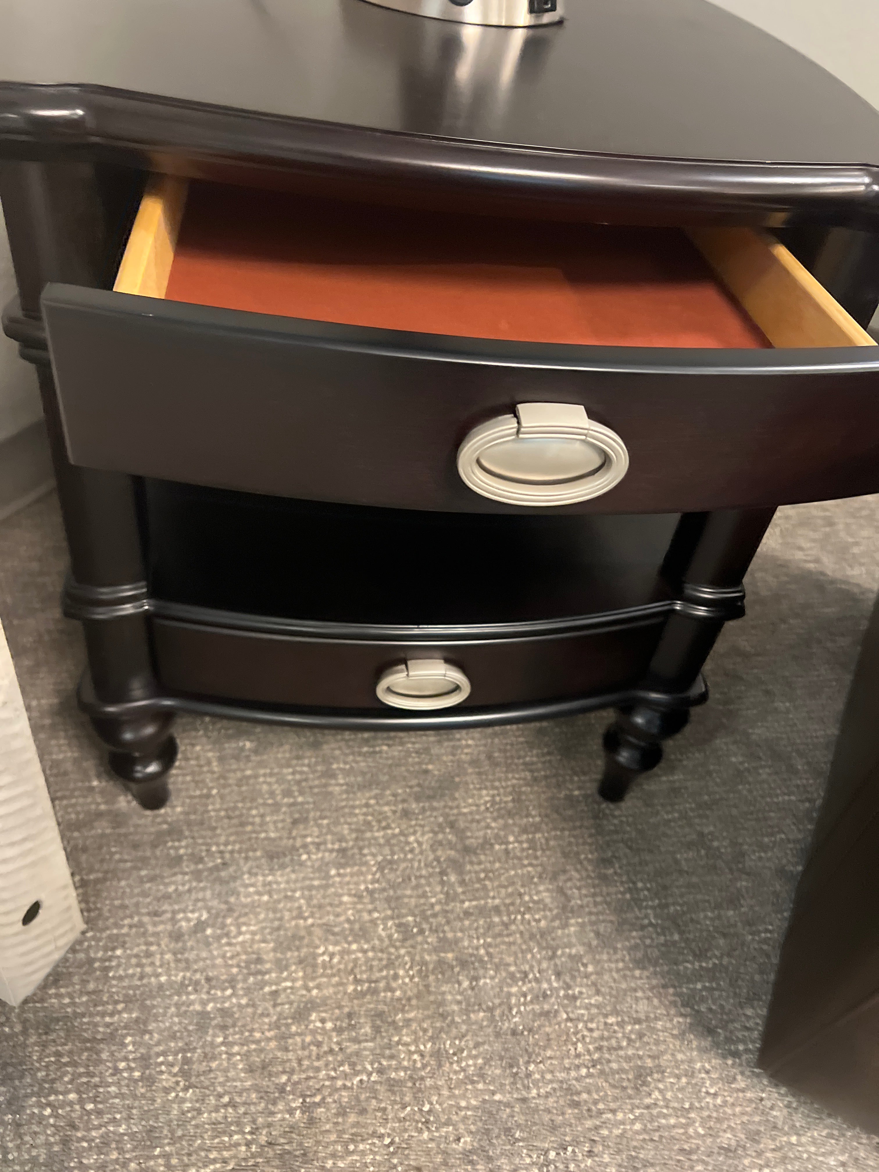 Black Wood End Table With Two Drawers