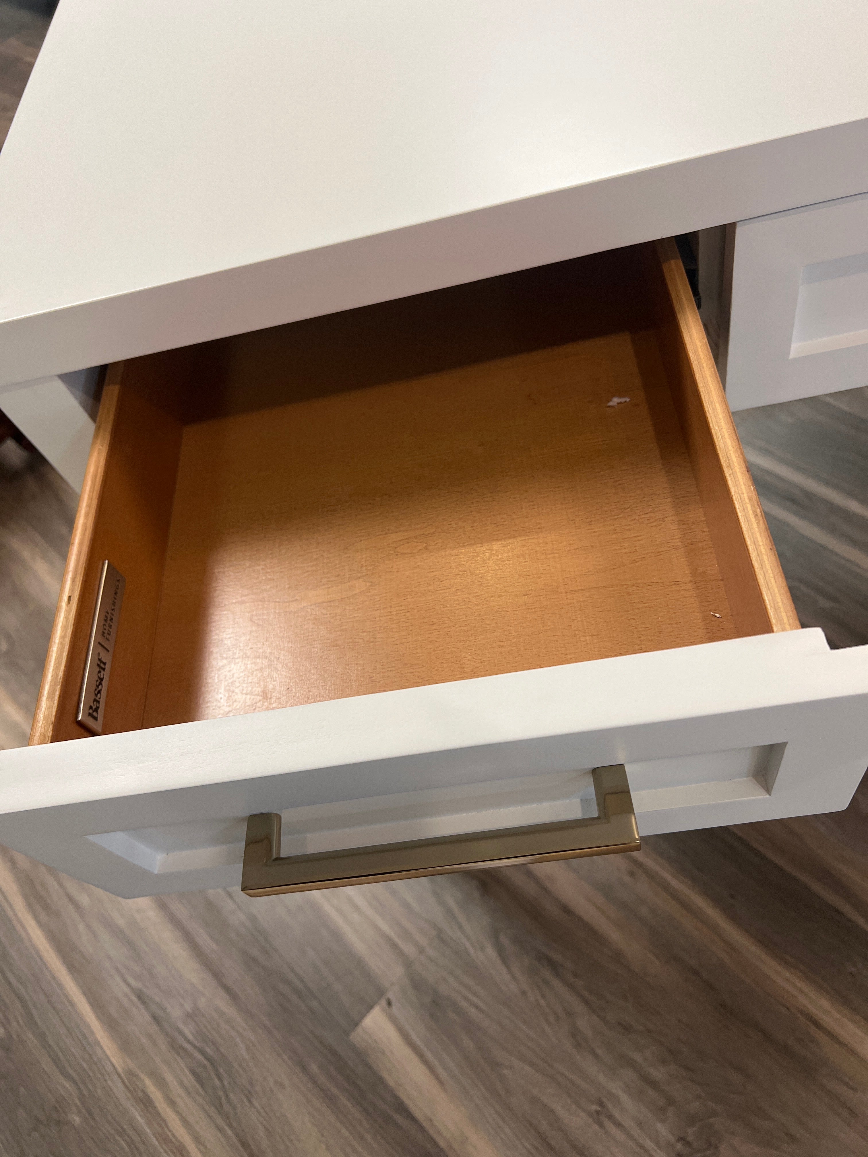 Three Drawer White Desk With A Chair
