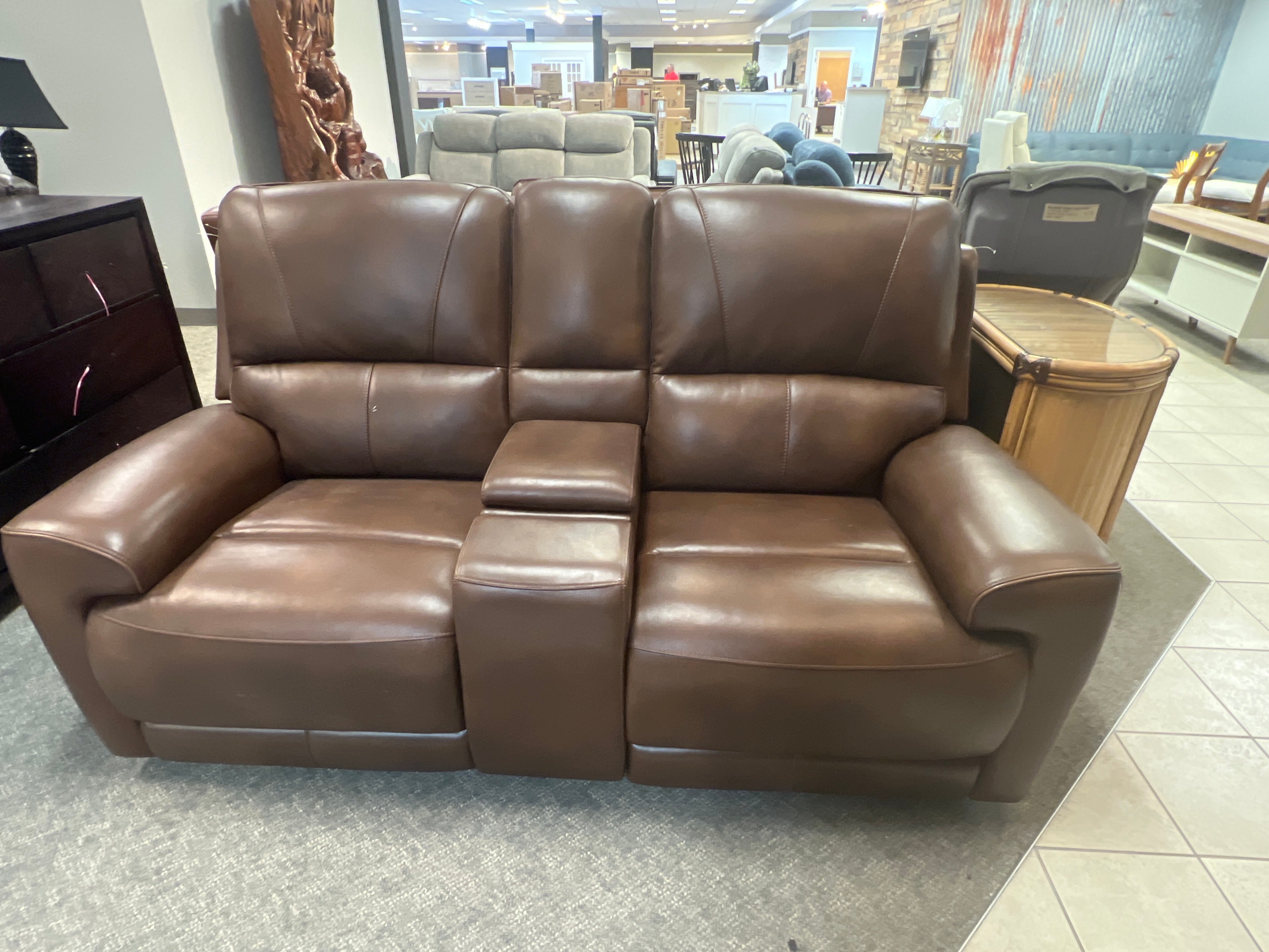 Motorized Brown Leather Sofa
