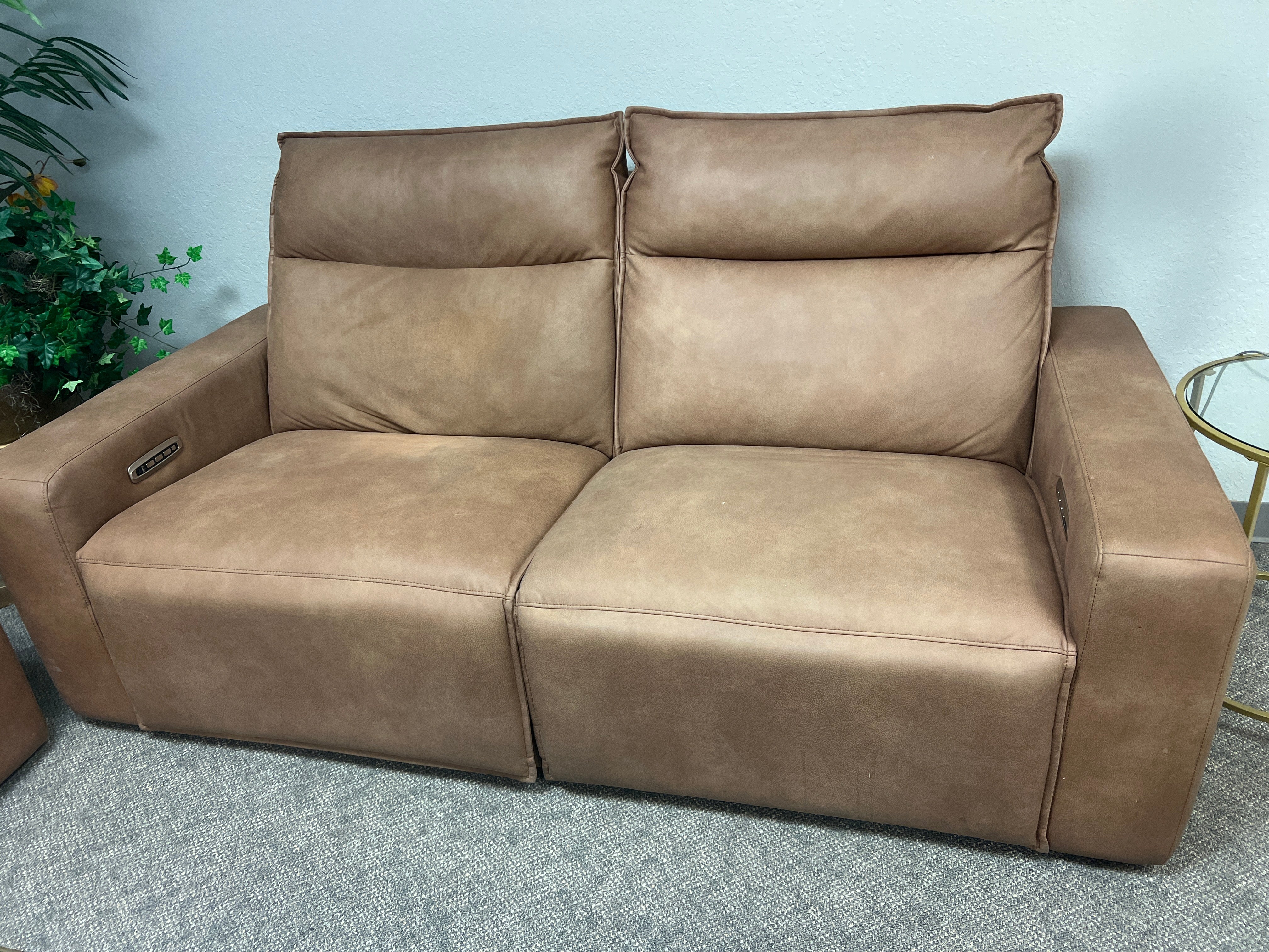 Motorized Brown Leather Sofa